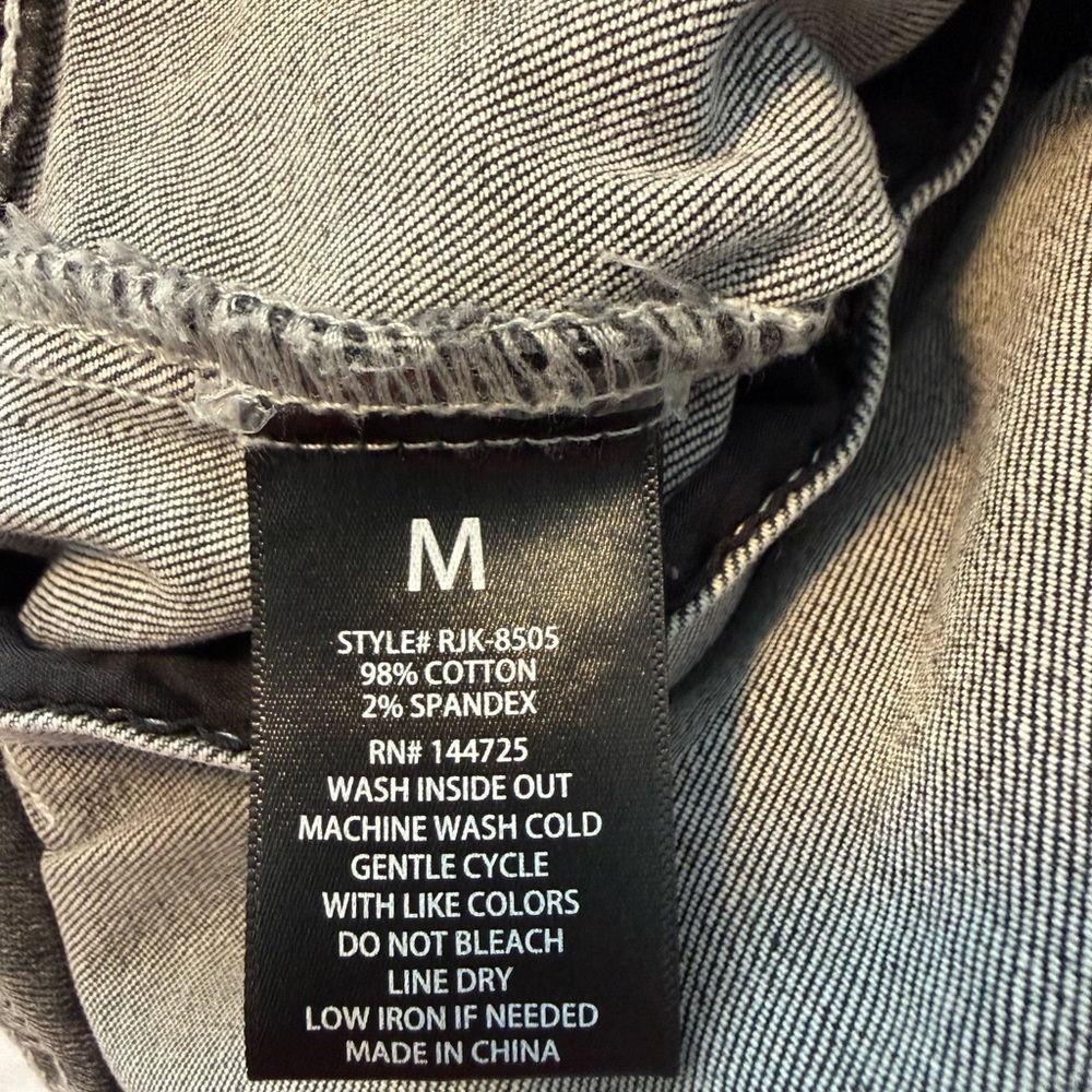 American Bazi Two-Tone Gray Denim Moto Jacket - Picture 3 of 4